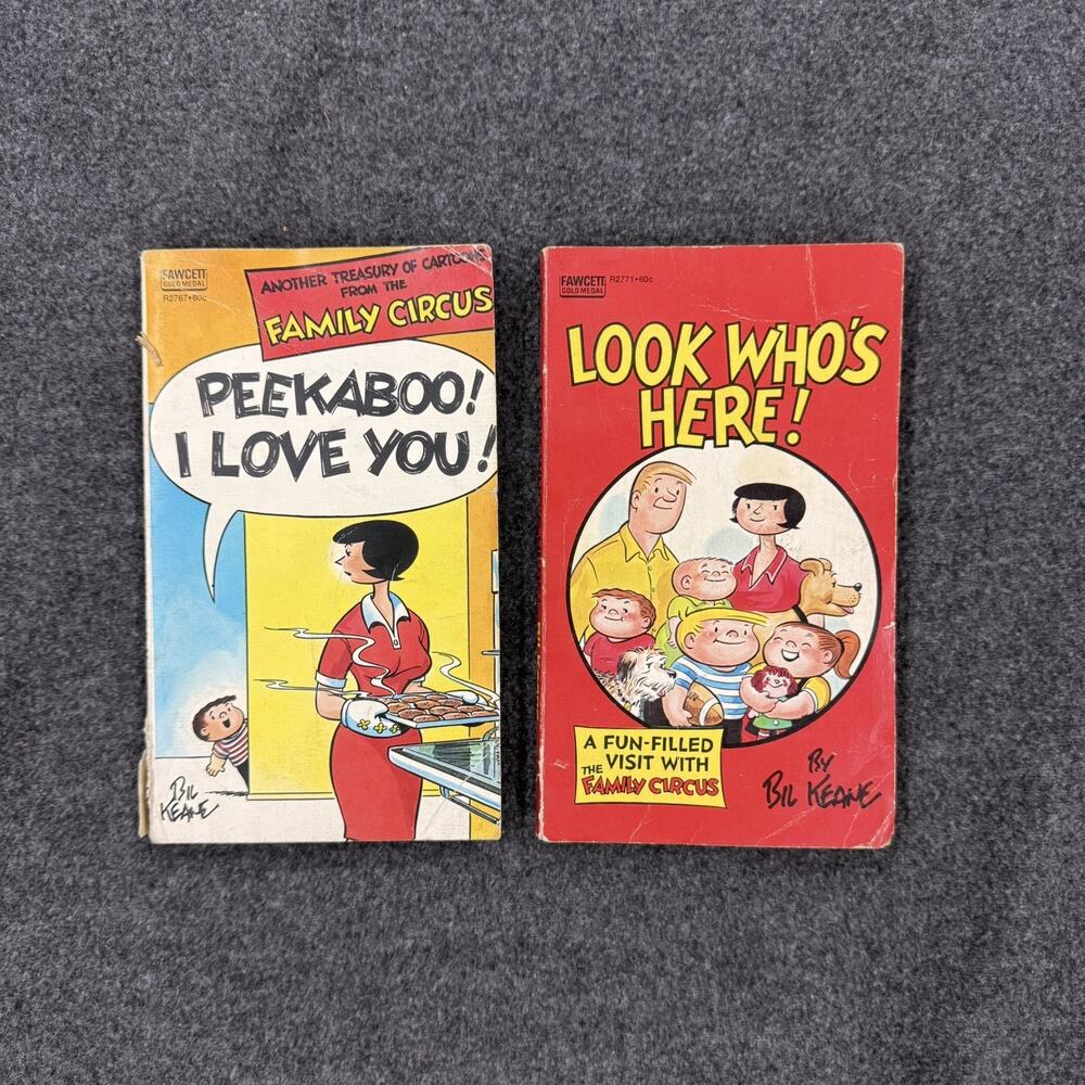 Vintage FAMILY CIRCUS Lot of 2 Paperback Comic Cartoon Books - Bill Keane